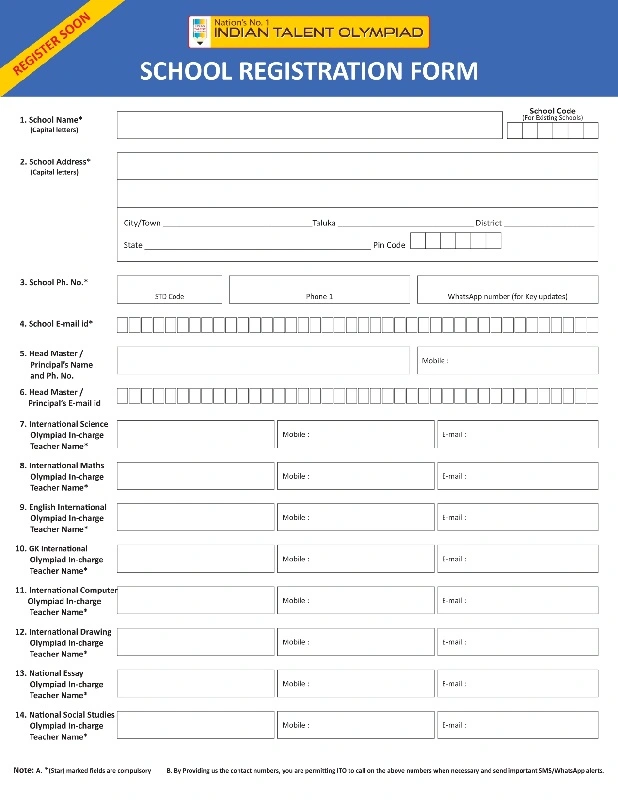 Offline School Registration Form 2024-25